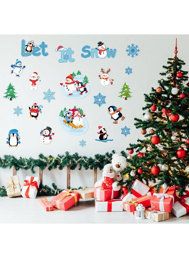 Faccito 62 Pieces Winter Bulletin Board Decorations Penguin Snowflake Snowman Cutouts Christmas Tree Cutouts Winter Snow Bulletin Board Set With Glue Point Dots For Winter Christmas Classroom Party Supplies - Image 4
