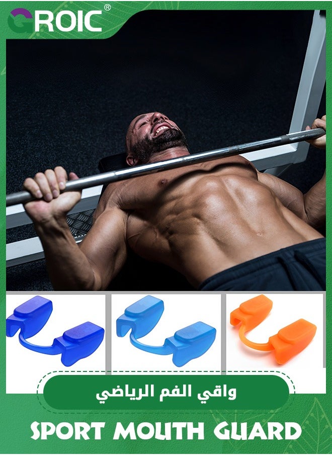 GROIC 3 Pack Sports Mouthguards,Weight Lifting Mouthpiece,Weightlifting Mouthguard Jaw Stabilizer,Mouth Piece for Non-Contact Sports,Gum Guard,Mouthguard Slim Fit for Boxing, Basketball, Hockey, Soccer  - Image 1