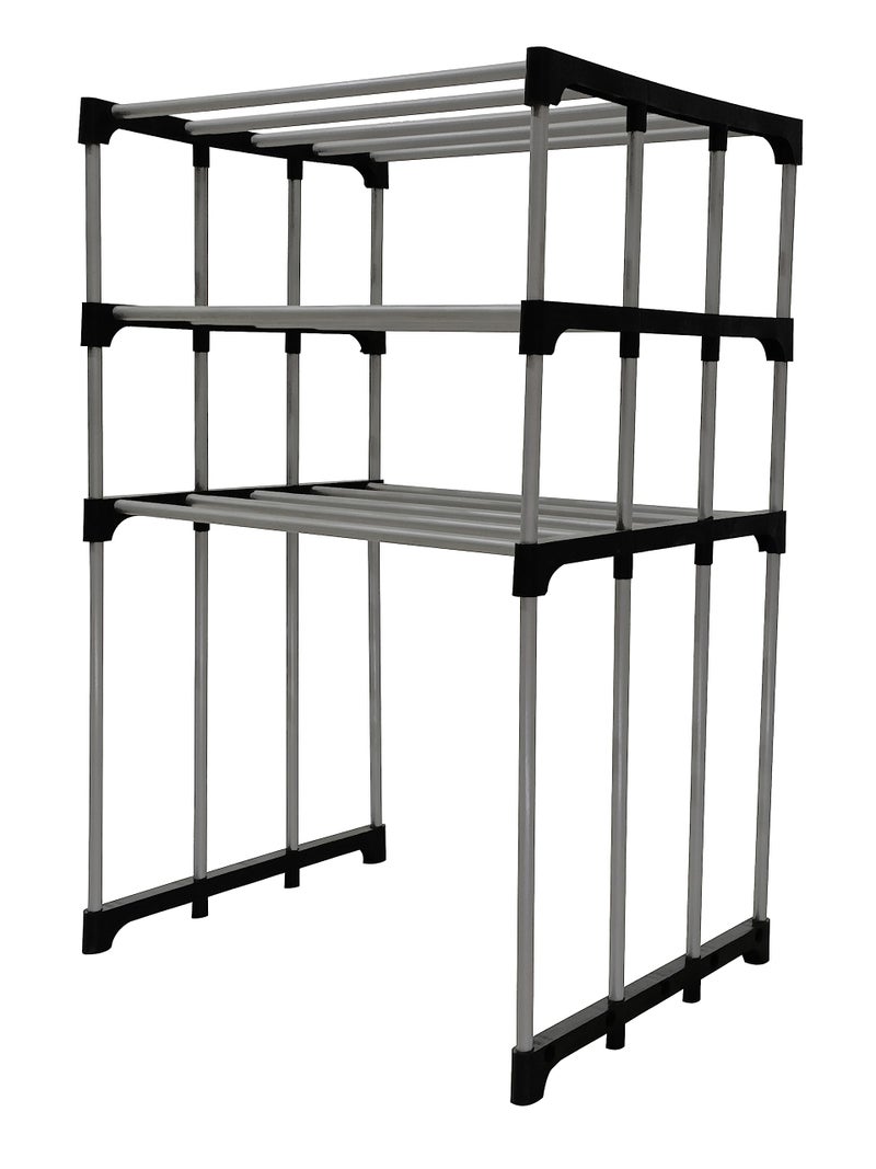 Raxon World® Metal Microwave Stand || Microwave & OTG Stand for Kitchen Counter|| Double Platform for Extra Storage || 3 Shelves Oven Rack (Black, (Metal)) - Image 2
