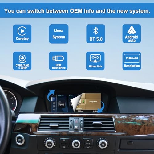 PEMP 8.8" Linux Screen for BMW E60 E90 CCC Wired and Wireless CarPlay Retrofit Android Auto Display Mirror Link Car Radio Bluetooth Video Player Head Unit (2005-2010) - Image 4
