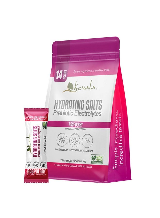 Kevala Electrolyte Powder - Raspberry Flavor - Zero Sugar Instant Hydration Packets with Prebiotic Agave Inulin - Vegan Electrolyte Drink Mixes - 14 Count - Image 1