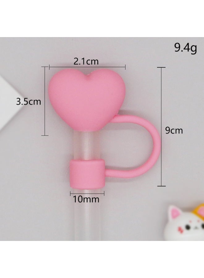Direct 10mm Cute Shape Straw Sleeve Dustproof Recyclable Straw Cap Environmentally Friendly Straw Plug-Color:Pure Toner Love 10mm-Specifications:Bag Without Straw - Image 1