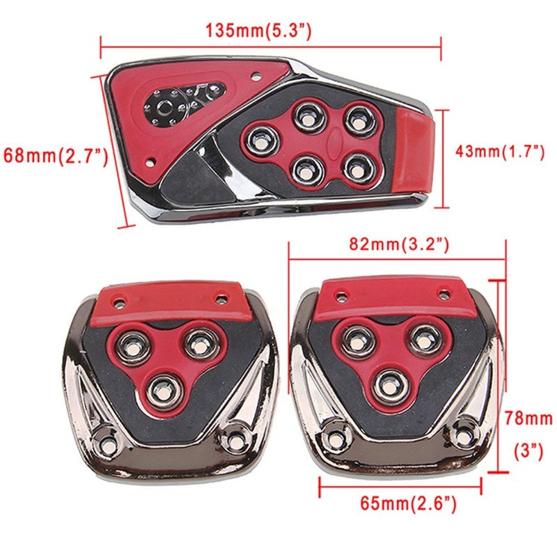 Oshotto 3 Pcs Non-Slip Manual CS-375 Car Pedals kit Pad Covers Set Compatible with Maruti Suzuki Zen Estilo (Red) - Image 5