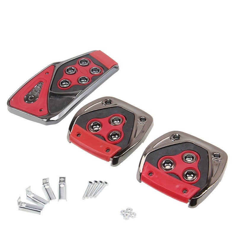 Oshotto 3 Pcs Non-Slip Manual CS-375 Car Pedals kit Pad Covers Set Compatible with Maruti Suzuki Zen Estilo (Red) - Image 2