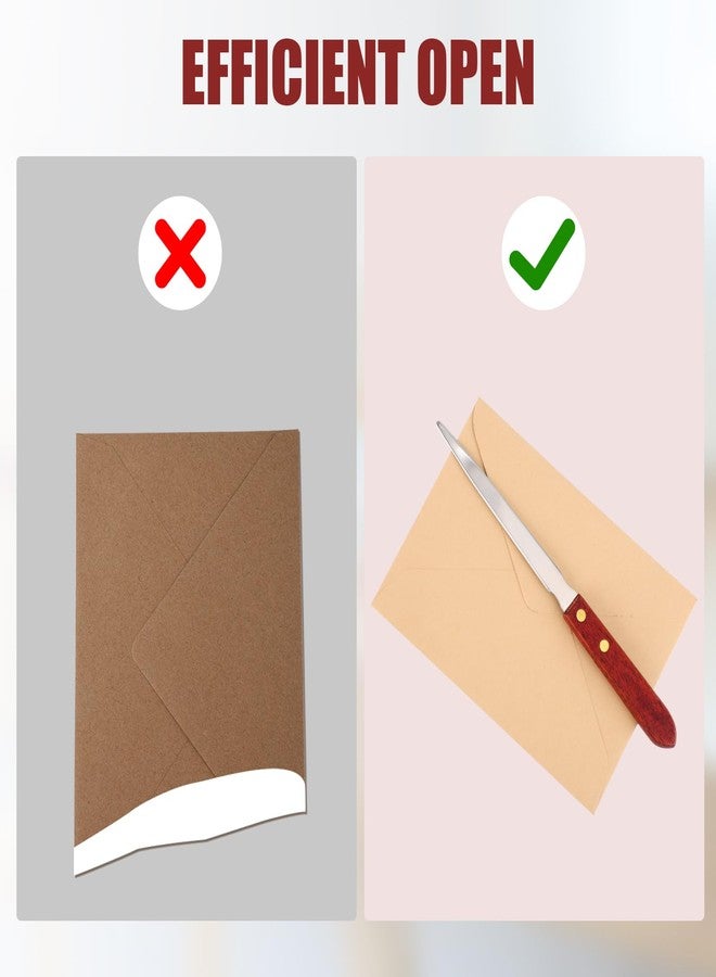 XIHIRCD مجموعة XIHIRCD من 4 فتاحات رسائل خشبية، وفتاحات رسائل من الفولاذ المقاوم للصدأ برأس مدبب، وقاطع ورق، وفتاحة رسائل للاستخدام المنزلي والمكتبي والمدرسي - Image 3