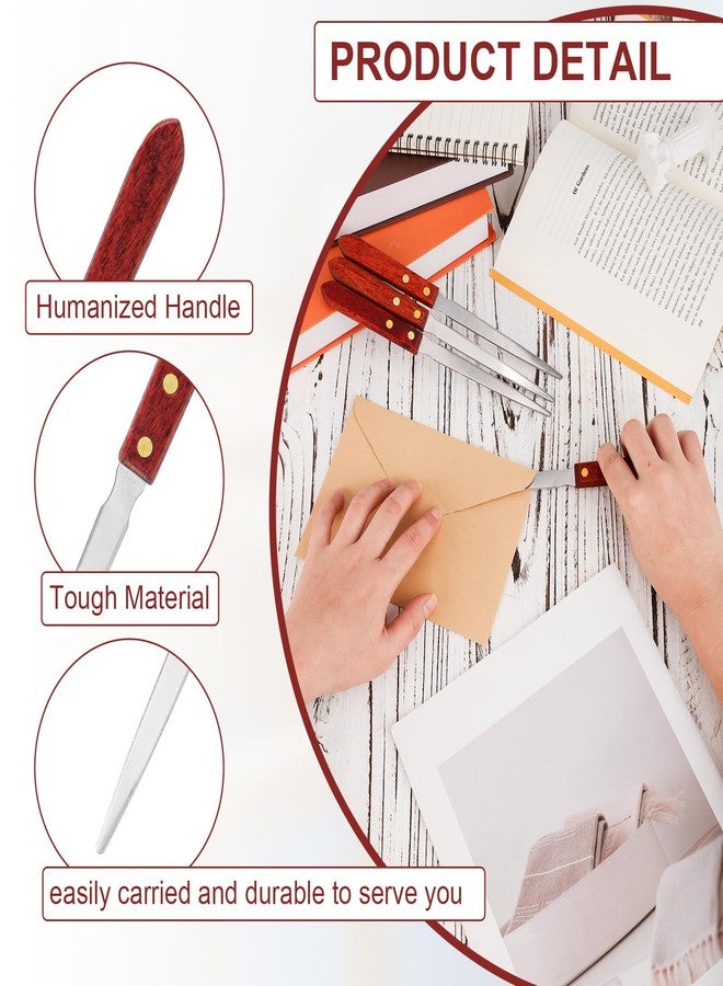 XIHIRCD مجموعة XIHIRCD من 4 فتاحات رسائل خشبية، وفتاحات رسائل من الفولاذ المقاوم للصدأ برأس مدبب، وقاطع ورق، وفتاحة رسائل للاستخدام المنزلي والمكتبي والمدرسي - Image 4