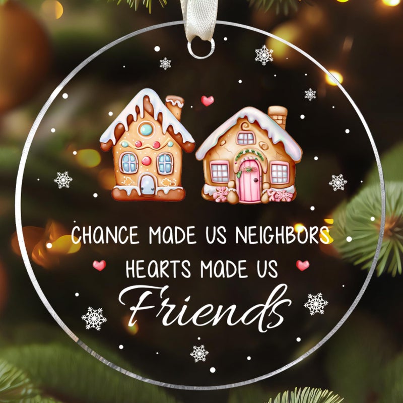 TEEBIM جار عيد الميلاد زخرفة الزخرفة الزخرفة الصداقة زخرفة عيد الميلاد - هدايا الجوار - هدية لصديق الجار - هدايا للجيران جيران هدايا لعيد الميلاد - زخرفة أكريليك - Image 1