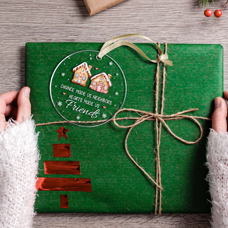 TEEBIM جار عيد الميلاد زخرفة الزخرفة الزخرفة الصداقة زخرفة عيد الميلاد - هدايا الجوار - هدية لصديق الجار - هدايا للجيران جيران هدايا لعيد الميلاد - زخرفة أكريليك - Image 5
