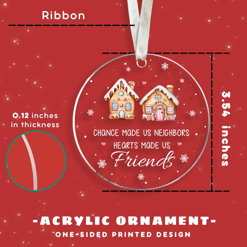 TEEBIM جار عيد الميلاد زخرفة الزخرفة الزخرفة الصداقة زخرفة عيد الميلاد - هدايا الجوار - هدية لصديق الجار - هدايا للجيران جيران هدايا لعيد الميلاد - زخرفة أكريليك - Image 2
