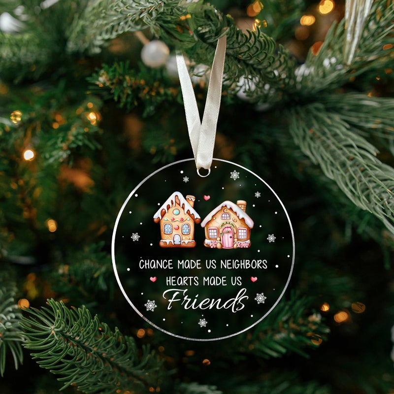 TEEBIM جار عيد الميلاد زخرفة الزخرفة الزخرفة الصداقة زخرفة عيد الميلاد - هدايا الجوار - هدية لصديق الجار - هدايا للجيران جيران هدايا لعيد الميلاد - زخرفة أكريليك - Image 4