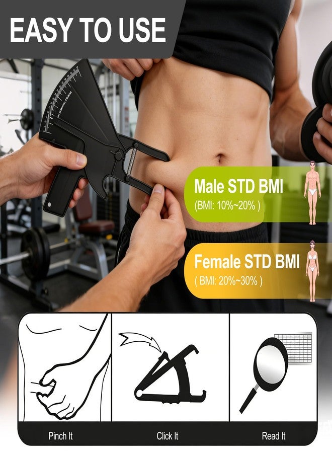 Yinhing Body Fat Caliper,0-80mm Accurate Skinfold Measurement Tool with Easy-Read Scale, Home Use Fitness & Tracker for Men and Women (Black) - Image 5