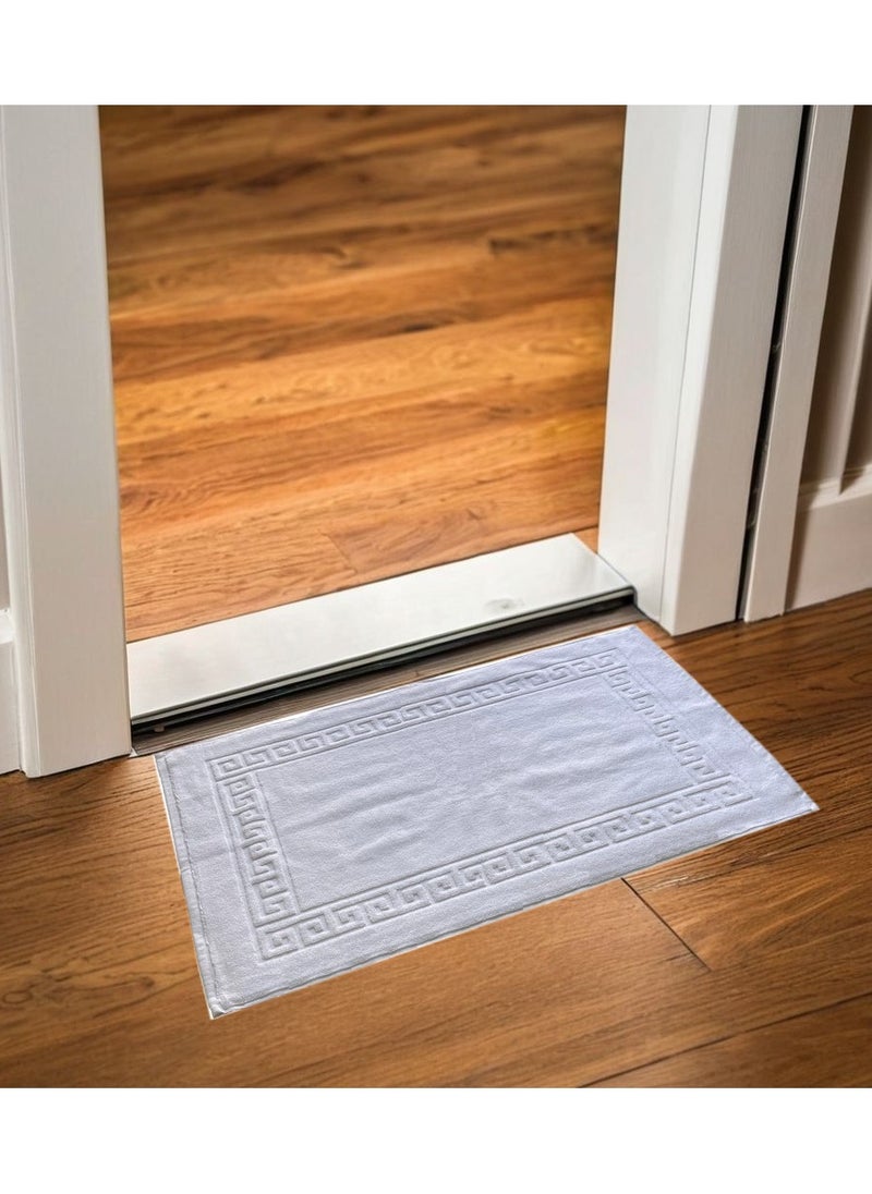 MAXQON Bath Mat G Border - 100% Cotton 900GSM Highly Absorbent Anti-Slip Floor Mat Size-50x80cm, Color-White  - Image 5