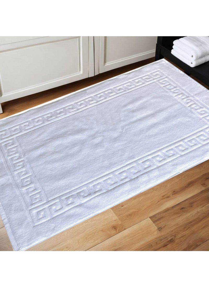 MAXQON Bath Mat G Border - 100% Cotton 900GSM Highly Absorbent Anti-Slip Floor Mat Size-50x80cm, Color-White  - Image 2