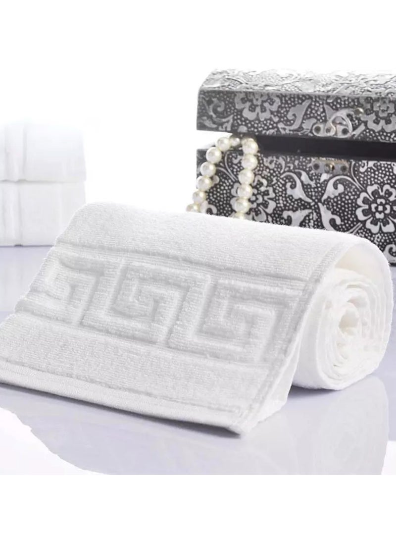 MAXQON Bath Mat G Border - 100% Cotton 900GSM Highly Absorbent Anti-Slip Floor Mat Size-50x80cm, Color-White  - Image 1