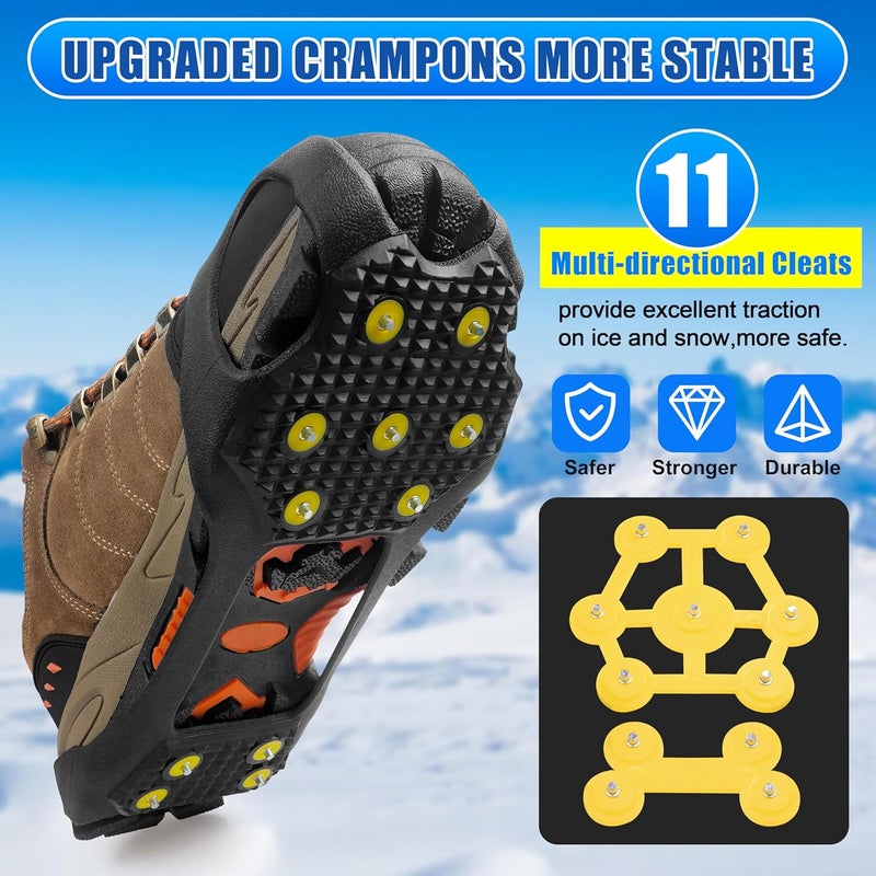 SILANON Ice Snow Cleats for Shoes and Boots,Walk Traction Cleats Crampons Anti Slip 11 Studs Ice Snow Grippers Over Shoe for Men Women Walking on Snow Ice - Image 3