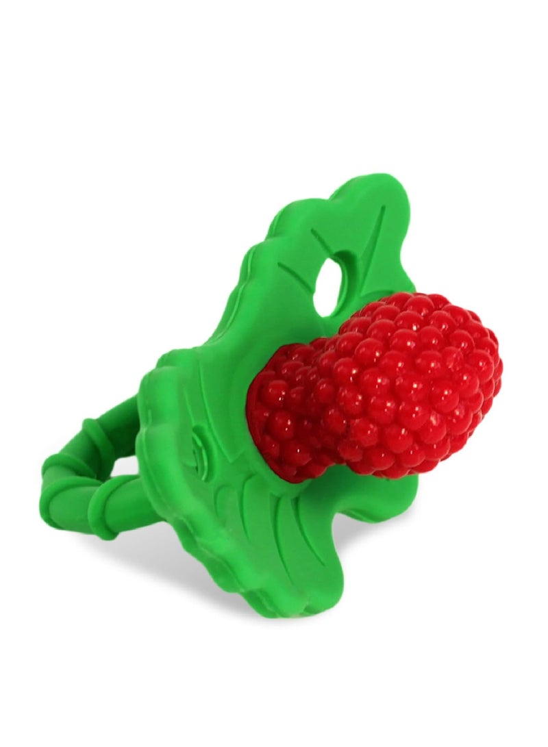 Silicone Baby Teether Toy - Berrybumps Soothe Babies Sore Gums - Hands Free Design - BPA Free - Easy-to-Hold - Teething Relief Pacifier For Infant - Fruit Shape/Red