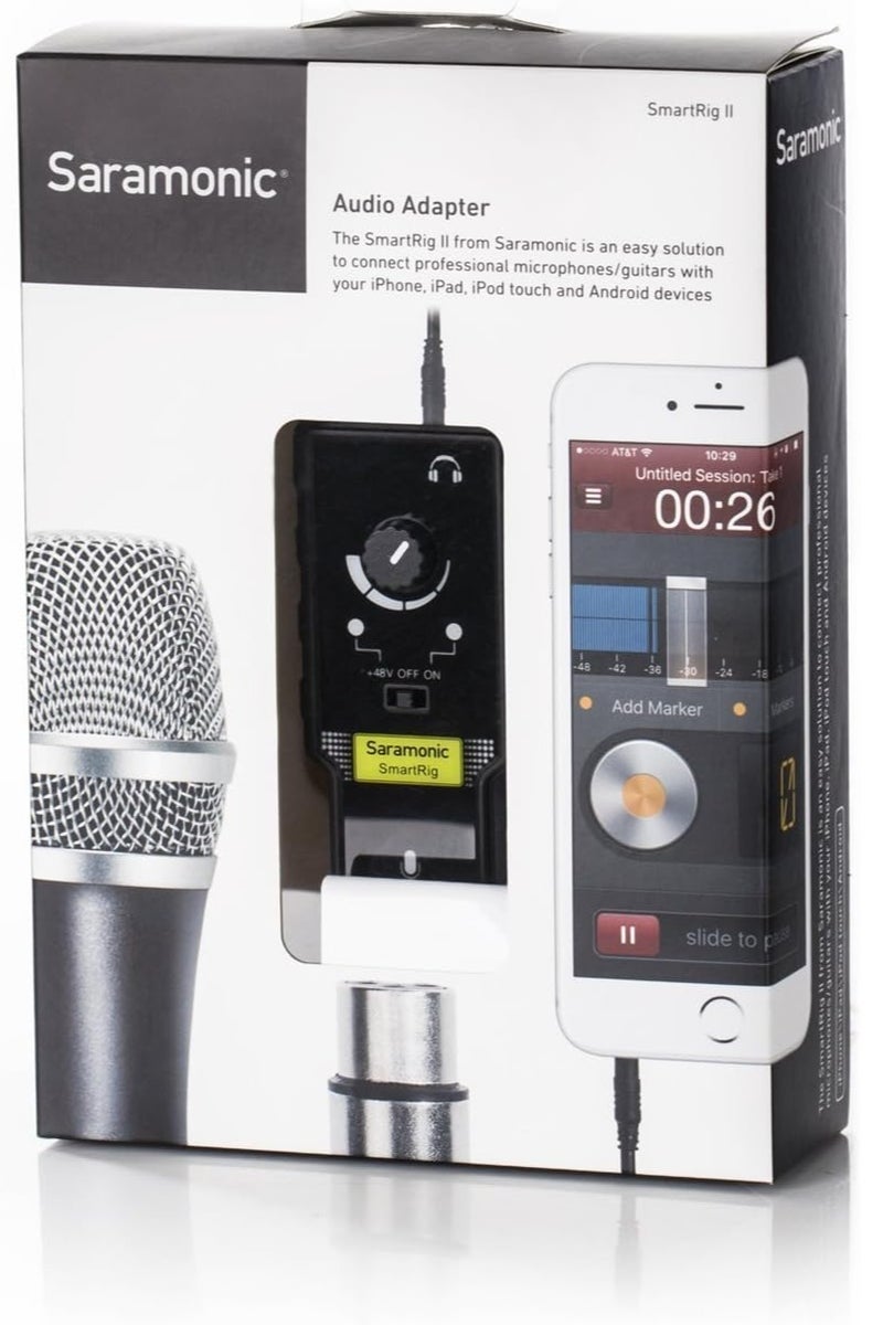 Saramonic Smartrig II XLR Microphone & 6.3mm Guitar Adapter with Phantom Power Preamp Amplifier for iPhone 8 8 plus 7 7 plus 6 iPad iPod, Android Smartphone and Guitar - Image 2