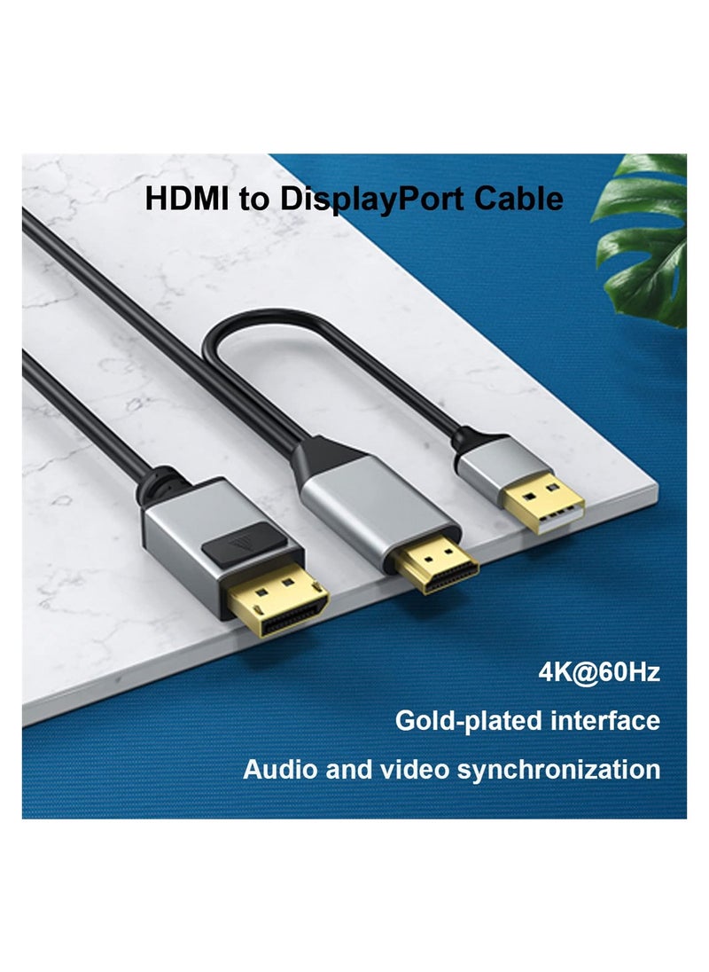 SYOSI - HDMI to Displayport Cable 6.6ft 4K@60Hz, HDMI 2.0 Male to DP 1.2 Male Converter for Xbox One/PS4/PS5/NS Compatible with VESA Dual-Mode DisplayPort 1.2 - Image 1