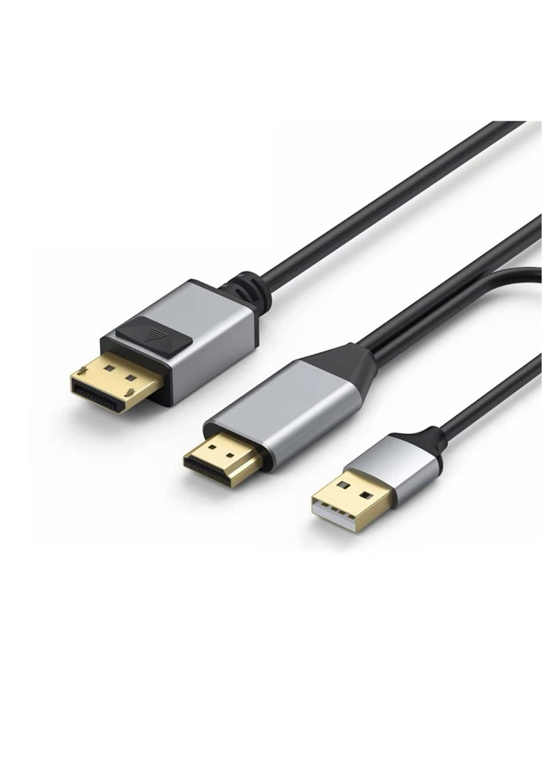 SYOSI - HDMI to Displayport Cable 6.6ft 4K@60Hz, HDMI 2.0 Male to DP 1.2 Male Converter for Xbox One/PS4/PS5/NS Compatible with VESA Dual-Mode DisplayPort 1.2 - Image 1