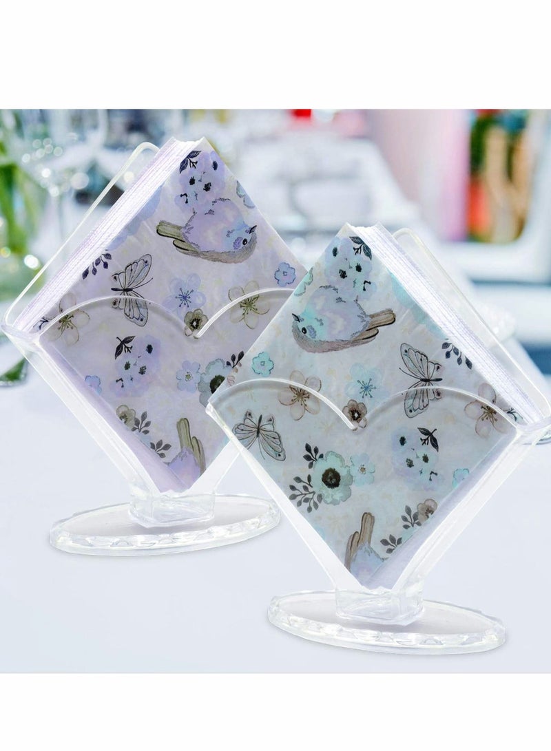 Acrylic Napkin Holder Decorative Clear Beverage for Bathroom Kitchen Dining Table Coffee Filter Hotel Restaurant décor 2 Pack