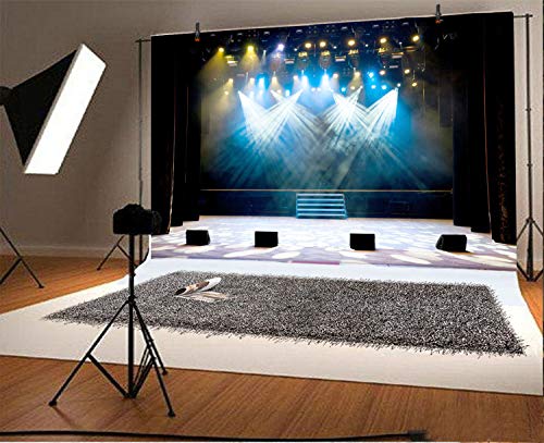 Leyiyi 6x4ft Luxury Stage Spotlight Backdrop Concert Live Plateform Banner Vintage Curtain Celebrity Background Drama Music Show Kids Birthday Adults Vlogger Portrait Studio Prop Vinyl Wallpaper - Image 2