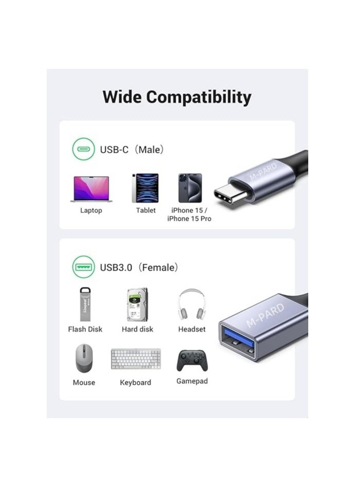 M-PARD - M-PARD Type-c to USB A 3.1 Adapter,USB C Male to USB Female Adapter Nylon Braid,Type-C OTG Cable Compatible with iPhone 16 15 Pro, Samsung S23 Ultra, MacBook Pro 2022, MacBook Air/Mini,iPad，etc - Image 1