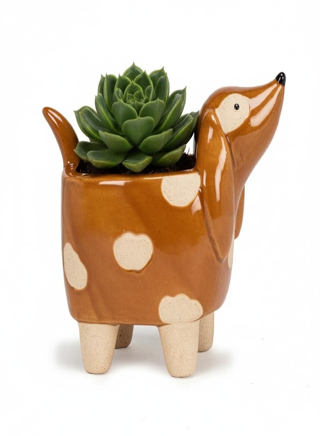 Abbott Collection Dog on Legs Ceramic Planter - Brown, Small (4" H) - Image 2