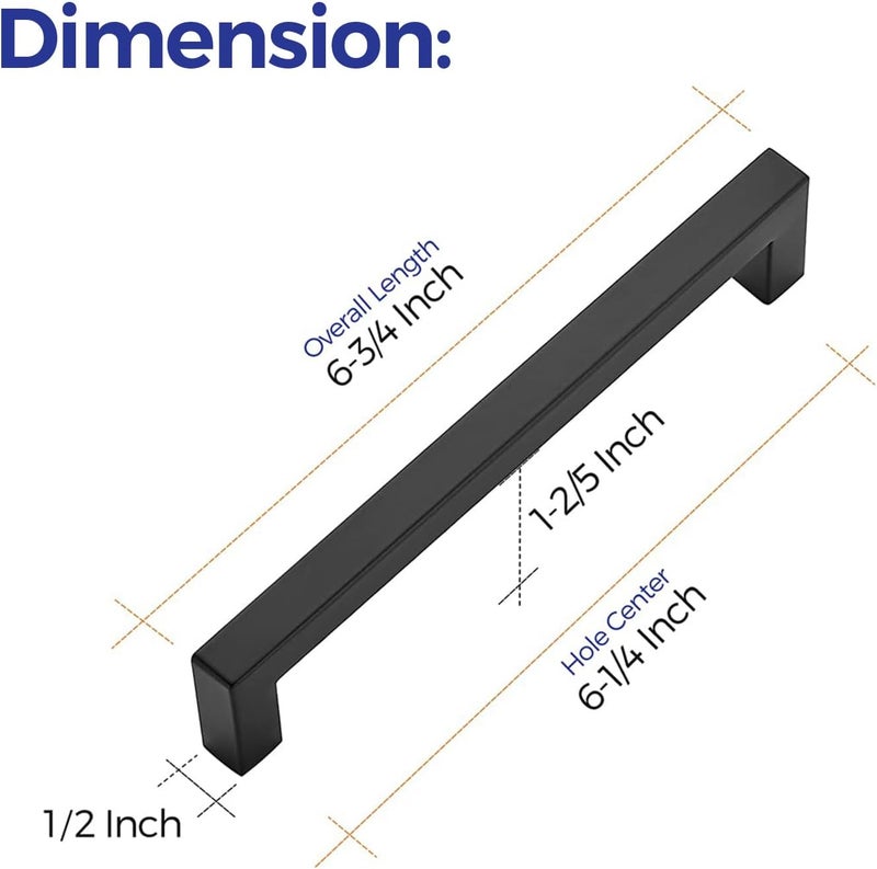 Ravinte 25 Pack 6-1/4 Inch Square Cabinet Handles - Matte Black Stainless Steel Drawer Pulls for Kitchen Hardware - Image 3