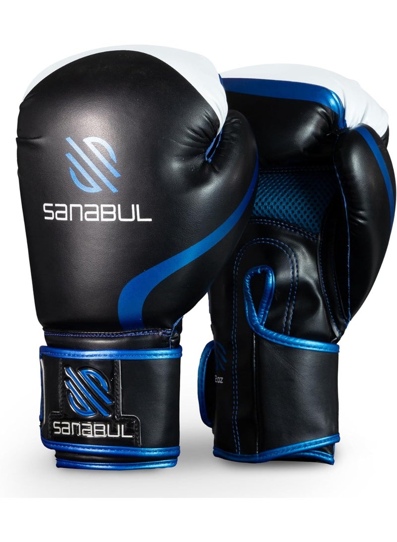 Sanabul  Essential Gel Boxing Gloves for Men & Women | Pro-Tested Kickboxing, MMA, Muay Thai & Heavy Bag Training Gloves | Shock-Absorbing Gel Padding | Black/Metallic Blue-12 OZ - Image 5