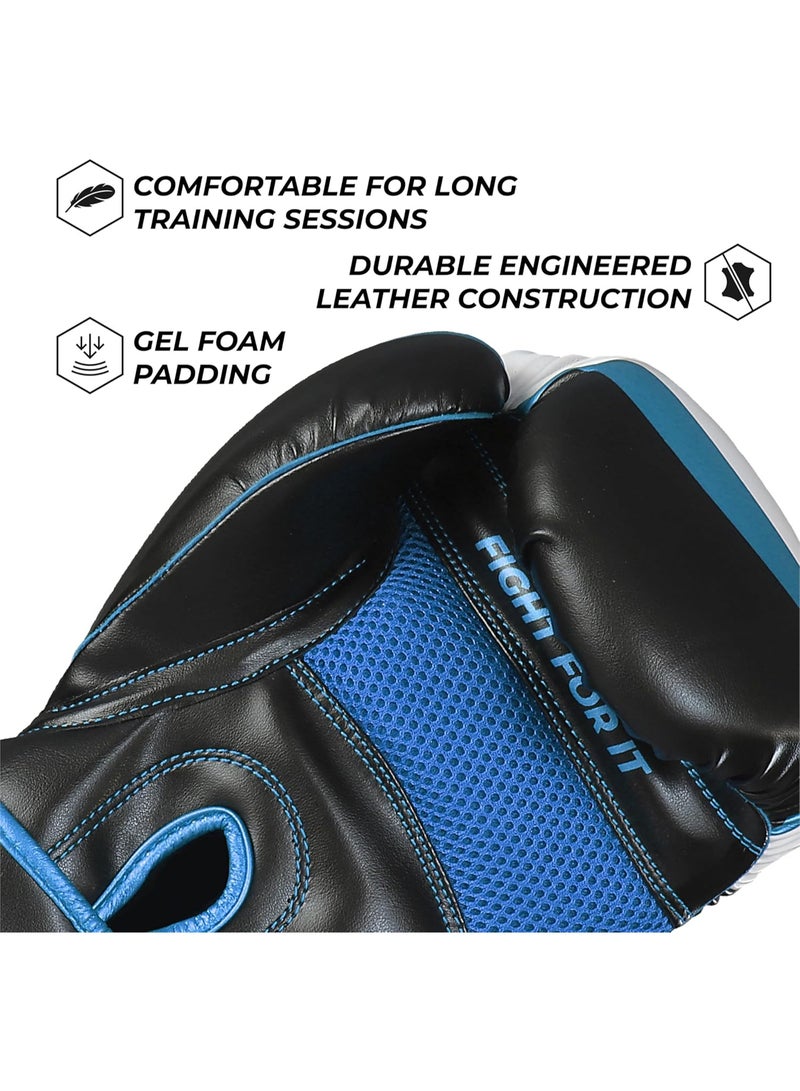 Sanabul  Essential Gel Boxing Gloves for Men & Women | Pro-Tested Kickboxing, MMA, Muay Thai & Heavy Bag Training Gloves | Shock-Absorbing Gel Padding | Black/Metallic Blue-12 OZ - Image 4