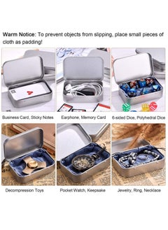KASTWAVE 6 Pack Metal Tins Container Rectangular 3.75 x 2.45 x 0.8 Inch Mini Tin Box Small Storage Kit Containers Portable Hinged Tins Box for Storage Earphone Charging Cables Cards Home Organizer  - Image 5