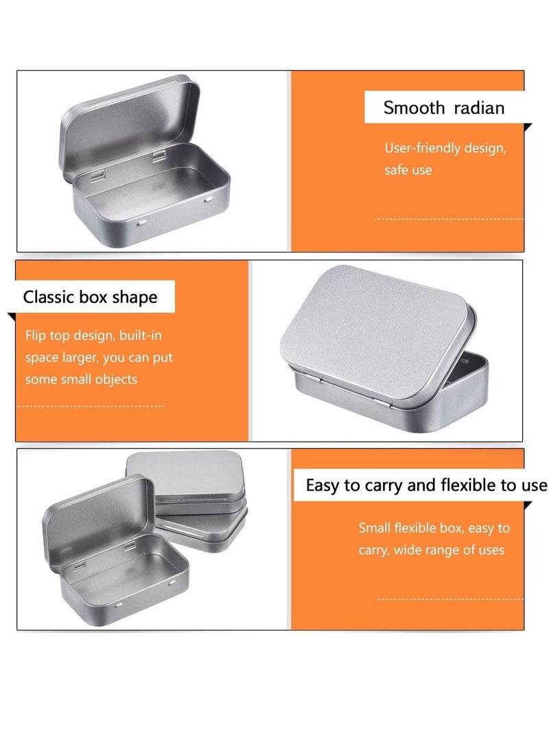 KASTWAVE - 6 Pack Metal Tins Container Rectangular 3.75 x 2.45 x 0.8 Inch Mini Tin Box Small Storage Kit Containers Portable Hinged Tins Box for Storage Earphone Charging Cables Cards Home Organizer - Image 1