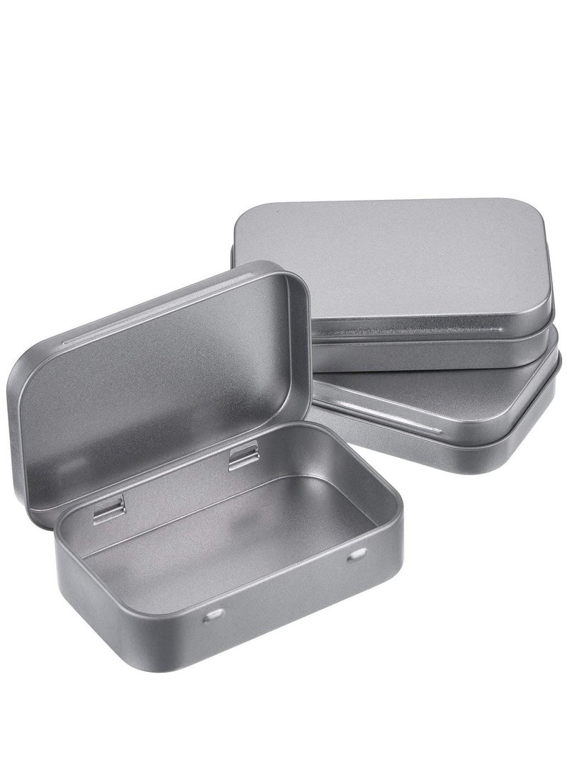 KASTWAVE - 6 Pack Metal Tins Container Rectangular 3.75 x 2.45 x 0.8 Inch Mini Tin Box Small Storage Kit Containers Portable Hinged Tins Box for Storage Earphone Charging Cables Cards Home Organizer - Image 1