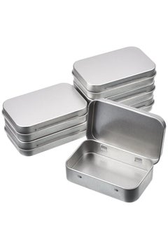 KASTWAVE 6 Pack Metal Tins Container Rectangular 3.75 x 2.45 x 0.8 Inch Mini Tin Box Small Storage Kit Containers Portable Hinged Tins Box for Storage Earphone Charging Cables Cards Home Organizer  - Image 1
