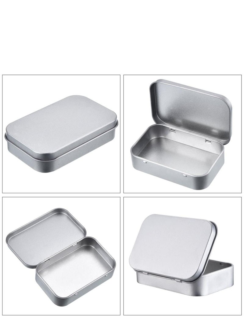 KASTWAVE - 6 Pack Metal Tins Container Rectangular 3.75 x 2.45 x 0.8 Inch Mini Tin Box Small Storage Kit Containers Portable Hinged Tins Box for Storage Earphone Charging Cables Cards Home Organizer - Image 1