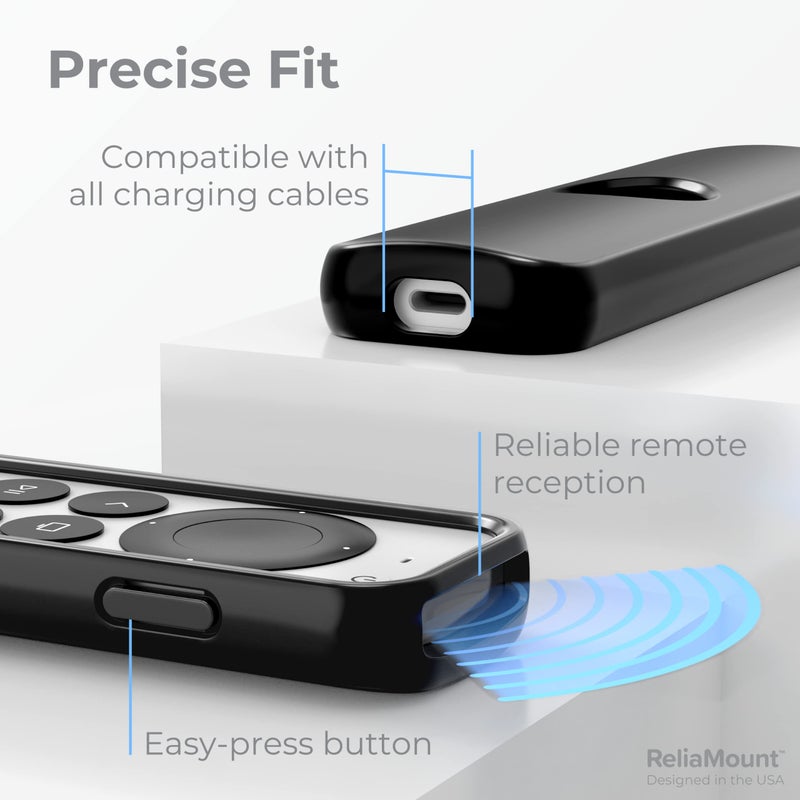 ReliaMount Case for Apple TV Remotes â€“ Premium Drop Protection and Comfortable to Hold â€“ Designed in USA (Premium Black with Soft Microfiber Lining) - Image 4