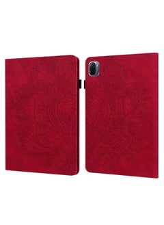 Case Cover For Xiaomi Pad 5 Pro / Pad 5 Peacock Embossed Pattern TPU + PU Horizontal Flip Leather Case with Holder & Card Slots & Wallet & Sleep / Wake-up Function Red