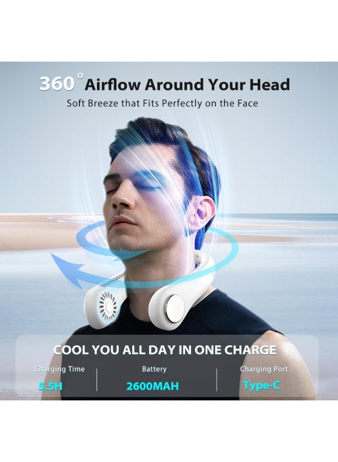 Portable Bladeless Neck Fan, Hands-Free 360° Cooling with 3 Wind Speeds, USB Rechargeable - Image 2