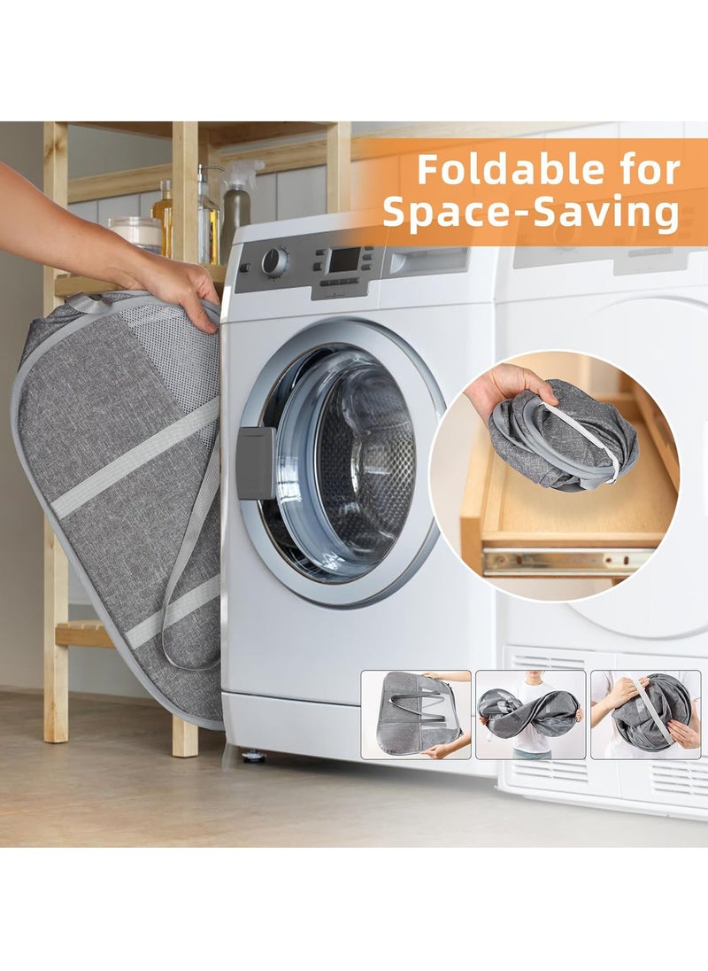 Pop Up Laundry Mesh Hamper Basket 150L Storage Solution Compact Bin Mesh Collapsible Bag Laundry Hamper Collapsible Laundry Basket Rectangle Grey Large.