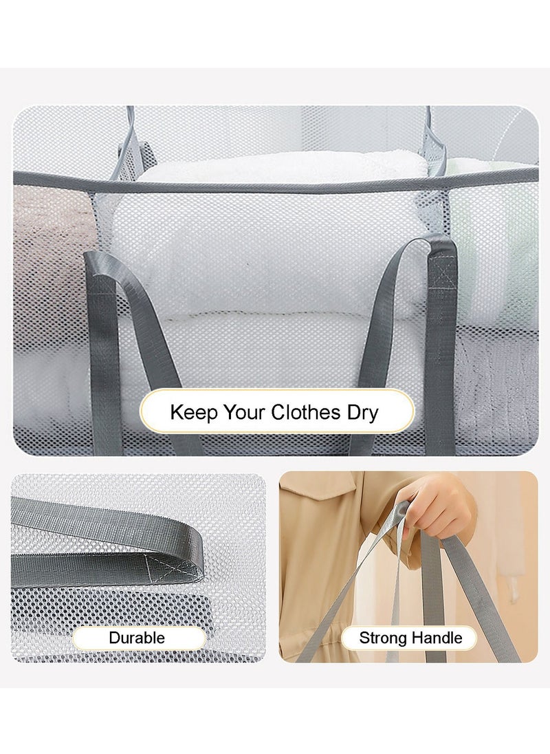 TYCOM Pop Up Laundry Mesh Hamper Basket 150L Storage Solution Compact Bin Mesh Collapsible Bag Laundry Hamper Collapsible Laundry Basket Rectangle Grey Large.  - Image 2