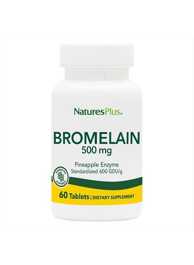 Natures Plus Bromelain - 500 mg - Natural Proteolytic Supplement - 60 Vegetarian Tablets (60 Servings) - Image 1