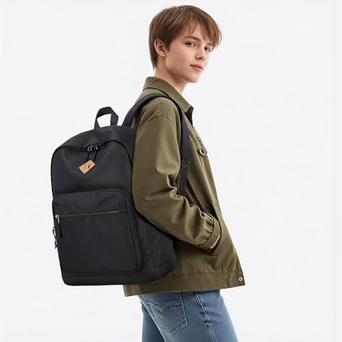 Lohol Classic Backpack for School Travel College, Durable Water Resistant Bookbag (Black) - Image 2