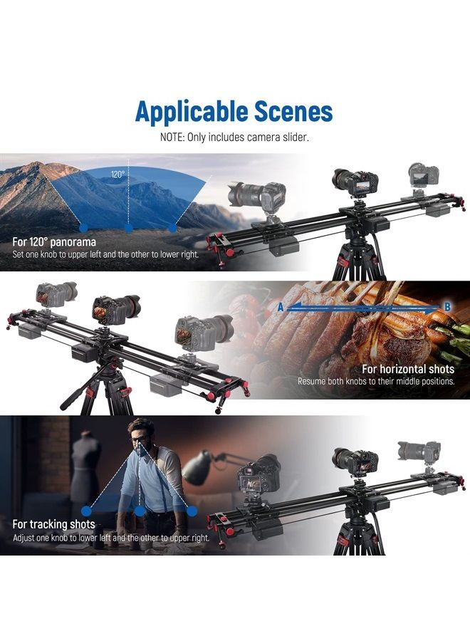 NEEWER 47.2”/120cm Motorized Camera Slider, App Wireless Control Carbon Fiber Dolly Rail Slider, Support Video Mode, Time Lapse Photography, Horizontal, Tracking and 120° Panoramic Shooting (ER1-120) - Image 4