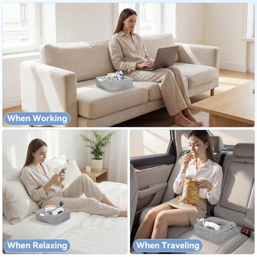 Heyife Couch Cup Holder Pillow, Couch Caddy for Drink, Snack, Phone, Remote, Game Controller, Removable and Washable Cup Cozy Pillow, Small Sofa Cup Holder Tray for Bed, Car, Desk, Sofa, Gray - Image 5