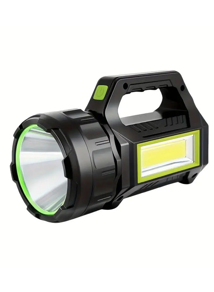 Generic Multi functional strong light flashlight, USB/solar rechargeable outdoor handheld searchlight, ultra bright long-range camping light, can be used as an emergency power source, with COB side lights, patrol, household, emergency lighting  - Image 1
