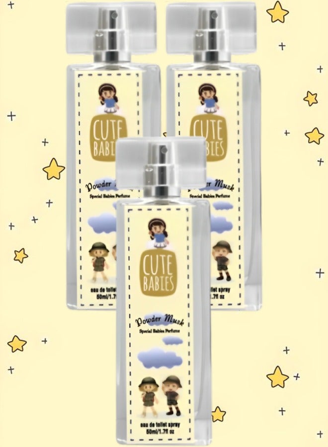 Cute 3 Pieces Babies Powder Musk Perfume 50ml EDT - Image 1