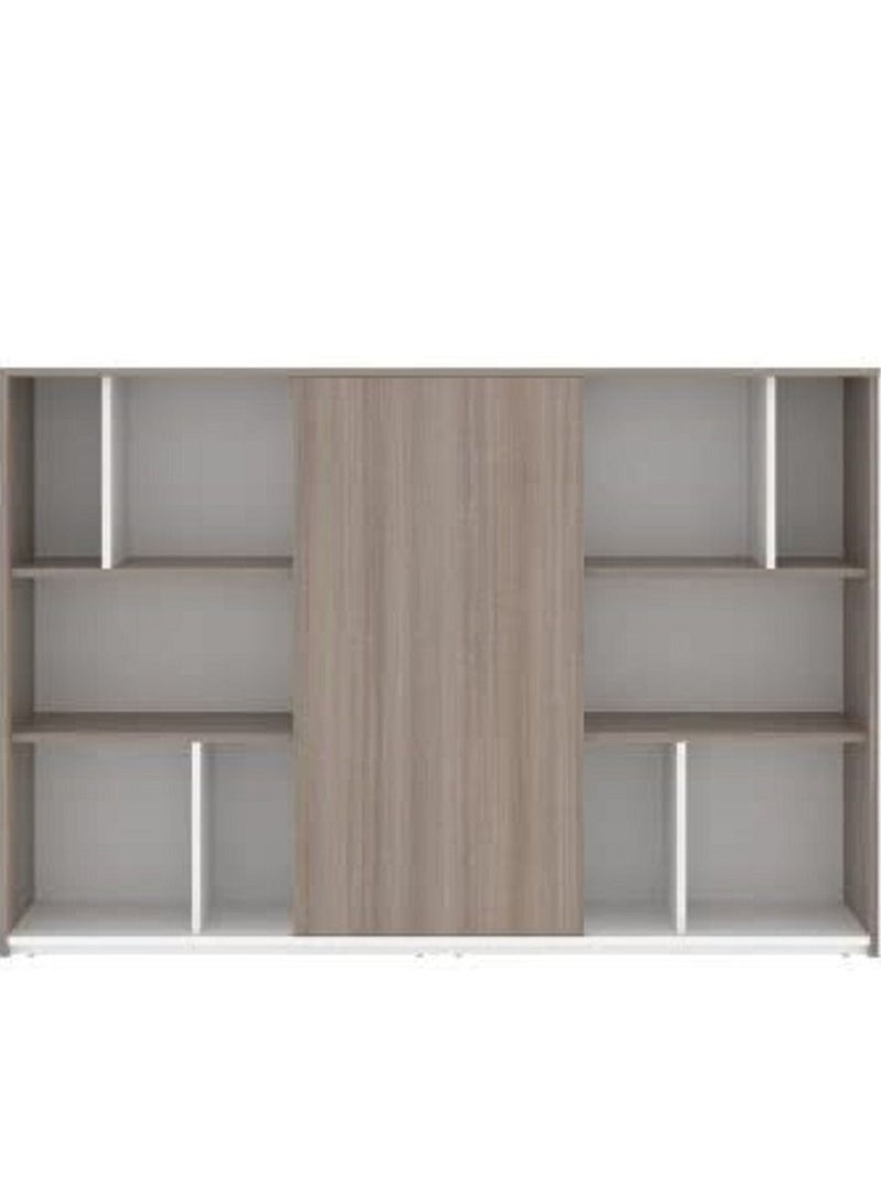 BAFCO Noqi Tall Credenza Open Cabinet with Wooden Doors for Storage documents and files Printer Stand with Open Storage Shelves for Home Office Colleges 180x40x123cm Walnut  - Image 1