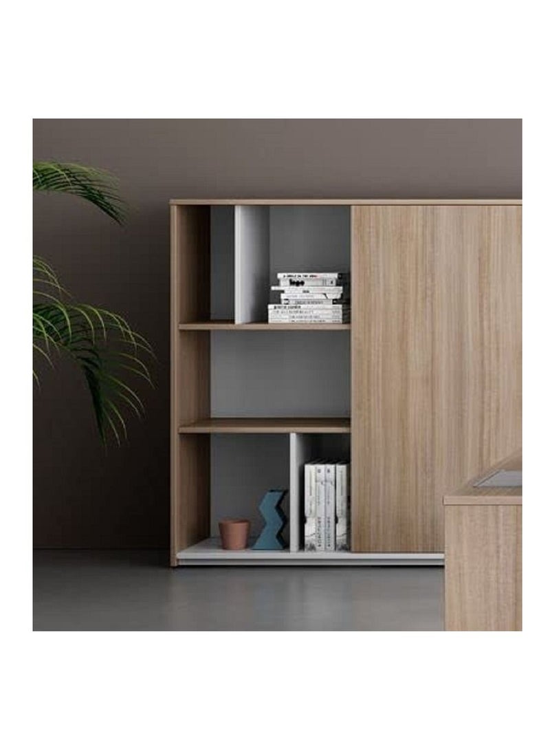 Noqi Tall Credenza Open Cabinet with Wooden Doors for Storage documents and files Printer Stand with Open Storage Shelves for Home Office Colleges 180x40x123cm Walnut - pzsku/Z2AF1C9AD9C48756B9213Z/45/_/1679086114/f6382c6d-b319-43bf-a180-8b40b53dff04