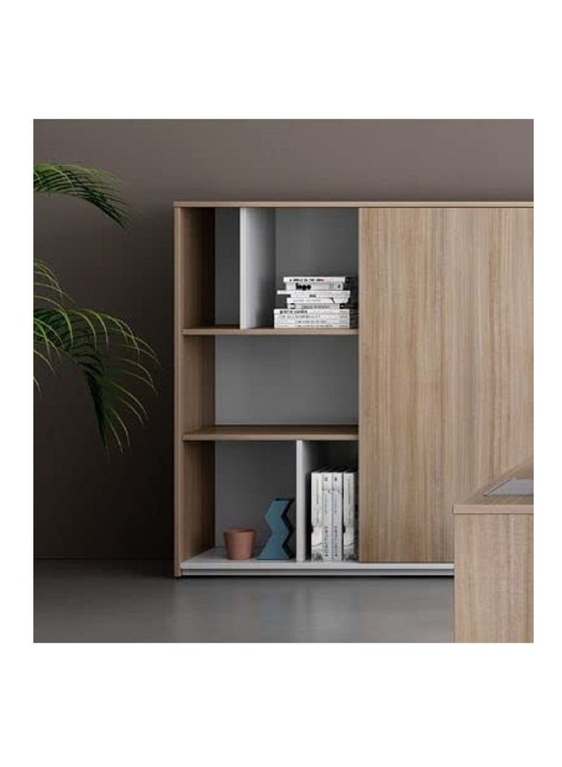 BAFCO Noqi Tall Credenza Open Cabinet with Wooden Doors for Storage documents and files Printer Stand with Open Storage Shelves for Home Office Colleges 180x40x123cm Walnut  - Image 2