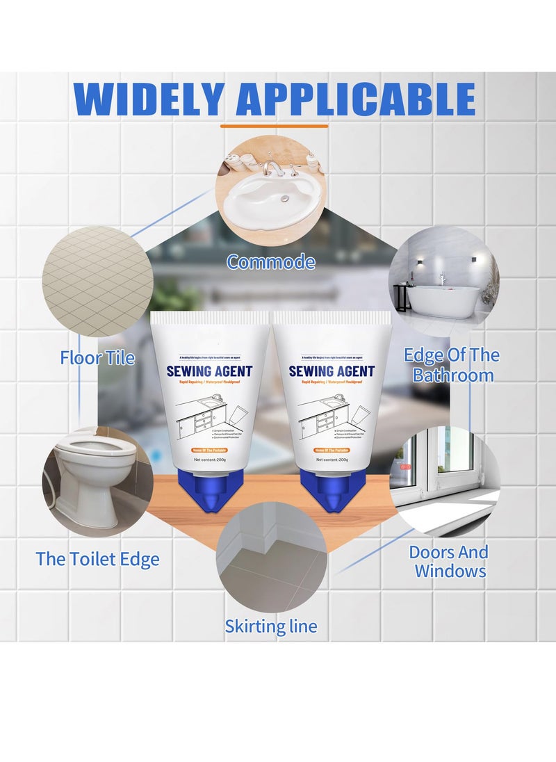 SYOSI Tile Grout Paint Cement Crack Filler Grout Sealer for Shower Tile Floor Tile and More Complete Solution for Filling Cracks and Gaps in Tile Surfaces Easy and Safe to Use White  - Image 2